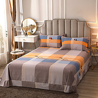 1-Piece Bed Sheets Cotton Soft Reactive Printing Comfortable Geometric Grey Orange Lattice Includes 1 Flat Sheet miniinthebox