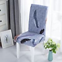 1 Piece Feather Print Stretch Removable Washable Short Dining Chair Covers,  Dining Room Chair Protector Seat Slipcover for Hotel, Banquet, Wedding, Party