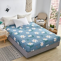 1-Piece Fitted Sheet Deep Pocket Cotton Floral Printed Floral Rain Soft Skin Comfortable Without Pillowcases/Pillow Shams miniinthebox