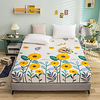 1-Piece Fitted Sheet Deep Pocket Cotton Floral Printed Sunflower Soft Skin Comfortable Without Pillowcases/Pillow Shams miniinthebox