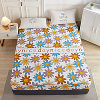 1-Piece Fitted Sheet Deep Pocket Cotton Flower Printed Good Memories Soft Skin Comfortable Without Pillowcases/Pillow Shams miniinthebox