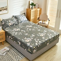 1-Piece Fitted Sheet Deep Pocket Cotton Flower Sea Printed Soft Skin Comfortable Without Pillowcases/Pillow Shams miniinthebox