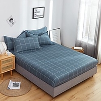 1-Piece Fitted Sheet Deep Pocket Cotton Geometric Printed Delia Soft Skin Comfortable Without Pillowcases/Pillow Shams miniinthebox