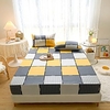 1-Piece Fitted Sheet Deep Pocket Cotton Geometric Printed Grey Yellow Grid Soft Skin Comfortable Without Pillowcases/Pillow Shams miniinthebox