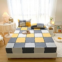 1-Piece Fitted Sheet Deep Pocket Cotton Geometric Printed Grey Yellow Grid Soft Skin Comfortable Without Pillowcases/Pillow Shams miniinthebox