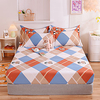 1-Piece Fitted Sheet Deep Pocket Cotton Geometric Printed Orange Grid Soft Skin Comfortable Without Pillowcases/Pillow Shams miniinthebox