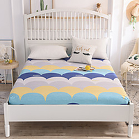 1-Piece Fitted Sheet Deep Pocket Cotton Geometric Printed Soft Skin Comfortable Without Pillowcases/Pillow Shams miniinthebox