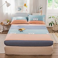 1-Piece Fitted Sheet Deep Pocket Cotton Geometric Stripe Connie Printed Soft Skin Comfortable Without Pillowcases/Pillow Shams miniinthebox