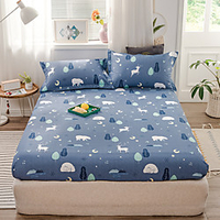 1-Piece Fitted Sheet Deep Pocket Cotton Plants Printed Soft Skin Comfortable Night Forest Without Pillowcases/Pillow Shams miniinthebox