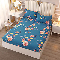 1-Piece Fitted Sheet Pocket Cotton Flower Printed Byron Style Soft Skin Comfortable Without Pillowcases/Pillow Shams miniinthebox