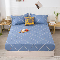 1-Piece Fitted Sheets Deep Pocket Cotton Small Time Geometric Printed Soft Skin Comfortable Without Pillowcases/Pillow Shams miniinthebox