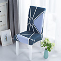 1 Piece Geometric Print Stretch Removable Washable Short Dining Chair Covers,  Dining Room Chair Protector Seat Slipcover for Hotel, Banquet, Wedding, Party