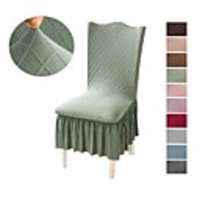 1 Piece Knitting Stretch Removable Washable Dining Chair Covers With Lotus Leaf Edge,  Dining Room Chair Protector Seat Slipcover for Hotel, Banquet, Wedding, Party