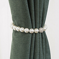 1 Piece Magnetic Curtain Tiebacks Pearl Holdbacks Modern Decorative Curtain Drape Tie Backs Holder for Home Office Thin or Thick Blackout Sheer Window Treatment