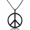 1 piece metal peace sign pendant 1960s 1970s hippie party accessories necklace (black)