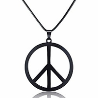 1 piece metal peace sign pendant 1960s 1970s hippie party accessories necklace (black)