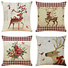 1 Set of 4 pcs Christmas Series Decorative Linen Throw Pillow Cover 18 x 18 inches 45 x 45 cm