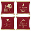 1 Set of 4 pcs Christmas Series Decorative Linen Throw Pillow Cover 18 x 18 inches 45 x 45 cm