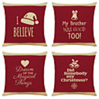 1 Set of 4 pcs Christmas Series Decorative Linen Throw Pillow Cover 18 x 18 inches 45 x 45 cm
