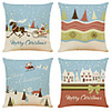 1 Set of 4 pcs Christmas Series Decorative Linen Throw Pillow Cover 18 x 18 inches 45 x 45 cm