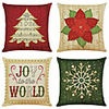 1 Set of 4 pcs Christmas Series Decorative Linen Throw Pillow Cover 18 x 18 inches 45 x 45 cm