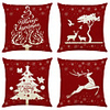 1 Set of 4 pcs Christmas Series Decorative Linen Throw Pillow Cover 18 x 18 inches 45 x 45cm For Home Decoration Christmas Decoration