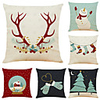 1 Set of 4 pcs Christmas Series Decorative Linen Throw Pillow Cover 18 x 18 inches 45 x 45cm For Home Decoration Christmas Decoration