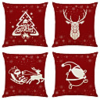 1 Set of 4 pcs Christmas Series Decorative Linen Throw Pillow Cover 18 x 18 inches 45 x 45cm For Home Decoration Christmas Decoration