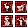 1 Set of 4 pcs Christmas Series Decorative Linen Throw Pillow Cover 18 x 18 inches 45 x 45cm For Home Decoration Christmas Decoration