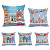 1 Set of 5 pcs Christmas Series Decorative Linen Throw Pillow Cover for Christmas Gift Home Decoration, 18 x 18 inches 45 x 45 cm