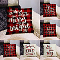 1 Set of 6 pcs Christmas Series Decorative Linen Throw Pillow Cover 18 x 18 inches 45 x 45 cm