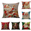 1 Set of 6 pcs Christmas Series Decorative Linen Throw Pillow Cover 18 x 18 inches 45 x 45cm For Home Decoration Christmas Decoration