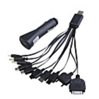 10-in-1 USB Car Charger for iPod/iPhone/PSP/CellPhones