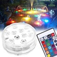 10 LED Submersible Lights Remote Controlled RGB Changing Underwater Waterproof Lights for Swimming Pool Fountain Aquarium Vase Hot Tub Bathtub Party Decor Lighting 1PCS