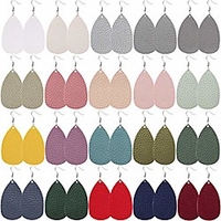 10 pairs of teardrop double-sided leather earrings with 10 color for women girls jewelry fashion and valentine birthday party gift