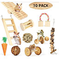 10 Pcs Chew Toys for Hamster Rats Rabbits Wood Hamster Toys for Small Animals Teeth Care Molar