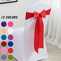 10 PCS Christmas Gifts Ideas Satin Chair Sashes Bows for Wedding Reception- Universal Chair Cover Back Tie Supplies for Banquet,  Party,  Hotel Event Decorations Fit Chair Width 35~48cm/13~19inch miniinthebox