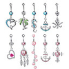 10 pcs dangle belly button rings for women girls 316l surgical steel curved navel barbell body jewelry piercing
