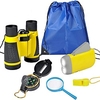 10 Piece Kids Outdoor Explorer Kit- Backpack,  Binoculars,  Flashlight,  Compass,  Butterfly Net,  Whistle,  Magnifying Glass,  STEM TOYS For Boy/Girl (Yellow) miniinthebox