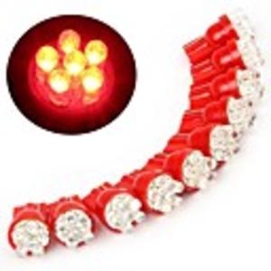 10 Red LED T10 Car Bulbs with 6 LED