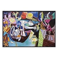 100% Hand Painted Abstract Scenery on Canvas Handmade Oil Painting Night Fishing at Antibes Master Piece Picasso Oil Painting miniinthebox