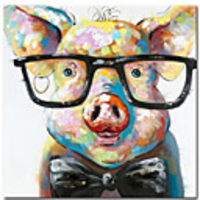 100% Hand painted Canvas Painting Abstract Animal Pig Oil Painting Wall Pictures for Living Room Cuadros Home Decor Rolled Without Frame