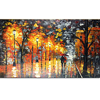 100% Hand-Painted Contemporary Art Oil Painting On Canvas Modern Paintings Home Interior Decor Abstract Art Street Landscape Painting Large Canvas Art(Rolled Canvas without Frame)