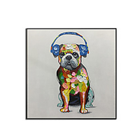 100% Hand Painted Contemporary Dog Oil Paintings Modern Decorative Artwork on Rolled Canvas Wall Art Ready to Hang for Home Decoration Wall Decor