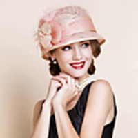 100% Linen Fascinators / Hats with Feather 1pc Special Occasion / Party / Evening Headpiece