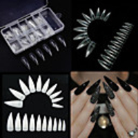 100 pcs Salon Long Eagle Claw False Nails Curved Pointed Half-Stick Extended Nails False Nail Tips with Case for Nail Salons and DIY Nail Art