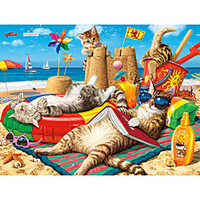 1000 Pcs Jigsaw Puzzle Beach Cat Gradient Mandala Blooming Flower Educational Toy Gift Cute Decompression Toy Parent-child Interactive Cardboard Paper Children Adult Jigsaw Toy Gift miniinthebox