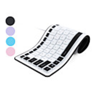 103 Key Flexible QWERTY USB Keyboard (Waterproof,  Assorted Colors)