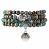 108 mala beads bracelet - genuine gemstone mala prayer beads lotus charm meditation necklace (agate)