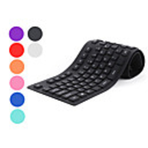 109 Key Flexible QWERTY USB Keyboard (Waterproof,  Assorted Colors)